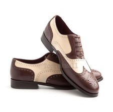 Handmade Men's Leather Oxfords Brogue Wingtip Brown Shaded New Stylish Shoes-960