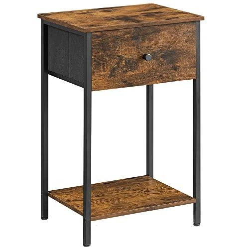 VASAGLE Nightstand with Drawer, End Table, Bed Side Table, Small Table,  Tall