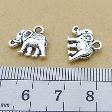 10 Elephant Charms Antiqued Silver Jewelry Charms DIY Supplies Findings Circus