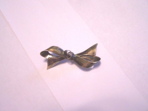 Vintage Vermeil Gold over Sterling Silver Bow Pin Brooch Stamped - Picture 3 of 4