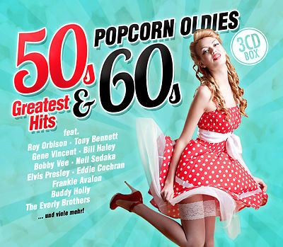 Cd Popcorn Oldies 50s and 60s Greatest Hits by Various Artists 3 Cds