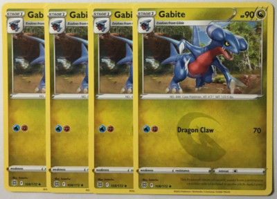 POKEMON 4X GABITE 108/172 BRILLIANT STARS UNCOMMON NEAR MINT-PLAYSET