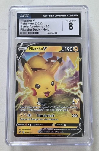 Pikachu PROMO 043/185 Battle Academy Pikachu Deck Graded CGC 8 Mint Slab