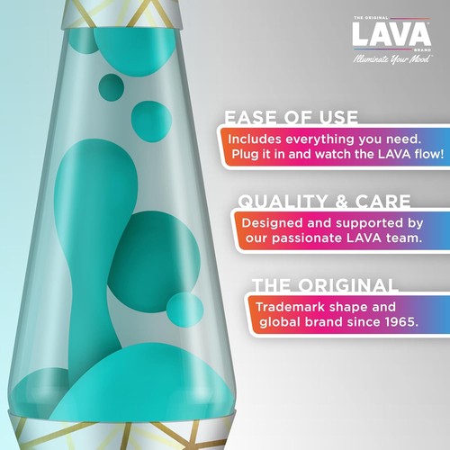 Lámpara de movimiento Lava® original 14,5" verde azulado/geométrica transparente para que coincida con tu estado de ánimo - Imagen 3 de 5