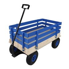 Outdoor Wooden Kids Pull Wagon Cart with Removable Side Rails All Terrain Wheels