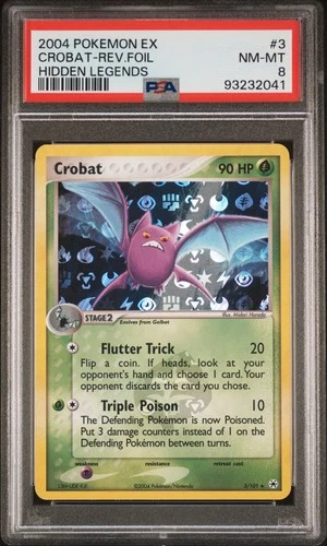 CROBAT REVERSE HOLO 3/101 HIDDEN LEGENDS POKEMON PSA 8