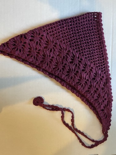 Diadema Bandana Crochet Pañuelo Hecho a Mano Boho Hippie Acrílico Nuevo Rojo Purpúreo - Imagen 1 de 6