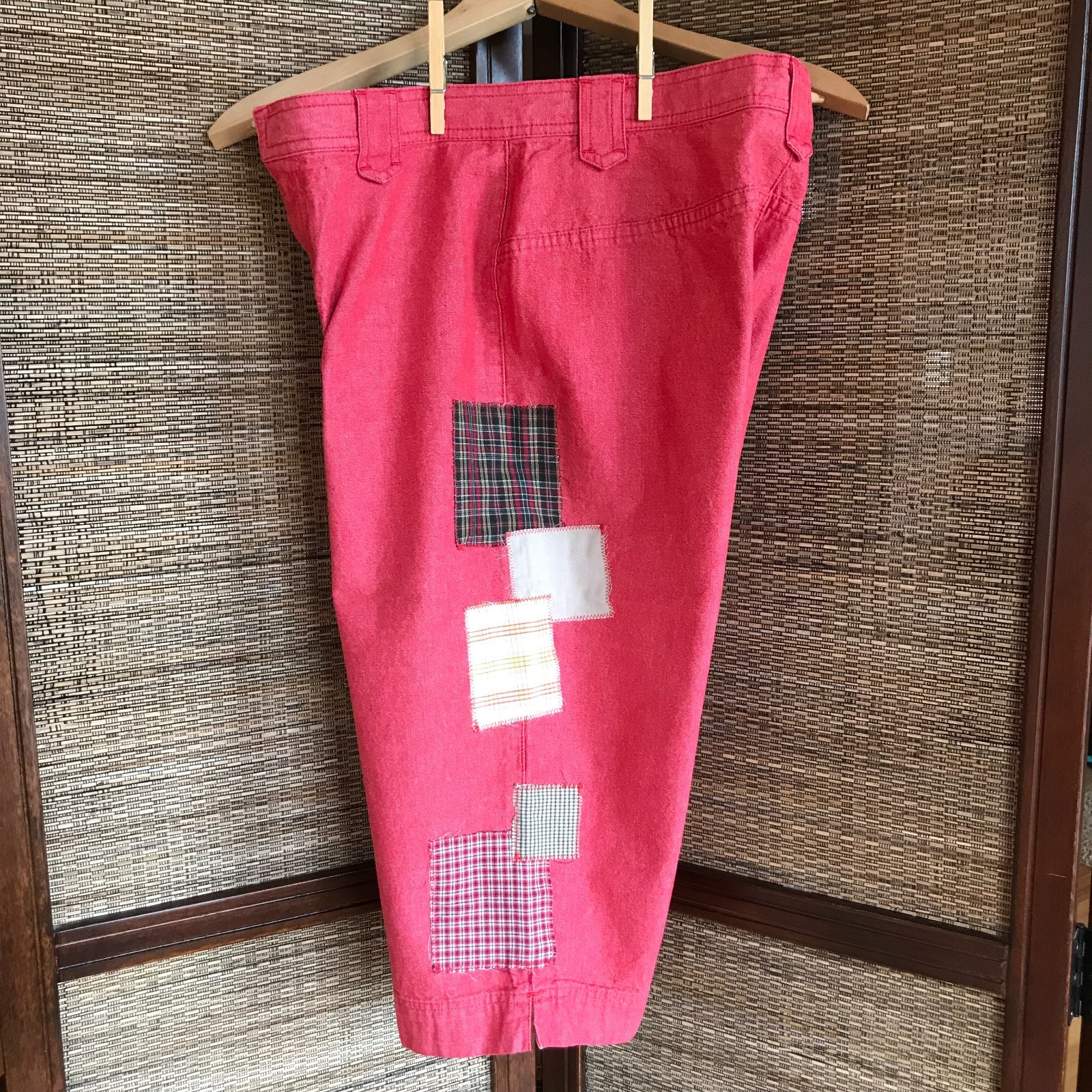 Upcycled Patchwork Capri Pants | Boho Red Plaid T… - image 11