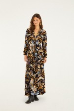 NWT $248 Farm Rio black snake garden viscose maxi dress S SMALL