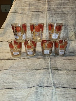 Set Of 7 Jeanette Red Gold Cocktail Old Fashioned Recipes Lowball