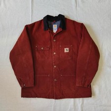 Excellent Condition Rare Color 00s Made in USA Carhartt Chore Coat Burgundy Red