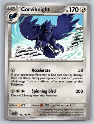 Corviknight 148/193 Paldea Evolved Pokemon Metal Stage 2 Spinning Bird Attack