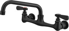 Wall Mount Commercial Faucet, Matte Black Double Handle Utility Sink Faucets....