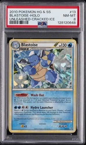 2010 POKEMON HEARTGOLD & SOULSILVER UNLEASHED CRACKED ICE BLASTOISE-HOLO PSA 8