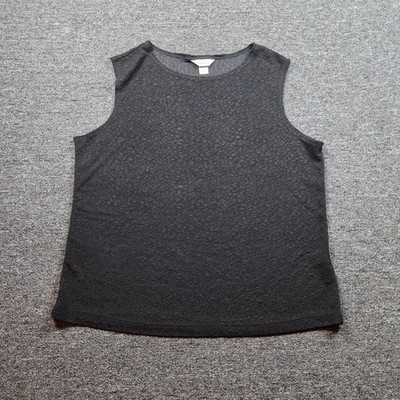 CJ Banks Sleeveless Top Womens 1X Black Textured Print Office Casual