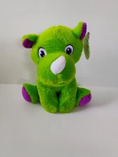 rare a&a global industries plush rhinocerous green soft cute toy 