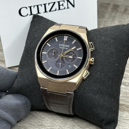 NUOVO✅$625✅ Orologio Uomo Citizen Eco-Drive Axiom SC Pelle Crono Data CA4583-01E - Foto 3 di 19