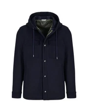 NWT MANUEL RITZ BLUE WOOL BLEND HOODED JACKET 3932H8409FC 253736 SIZE L IT 50