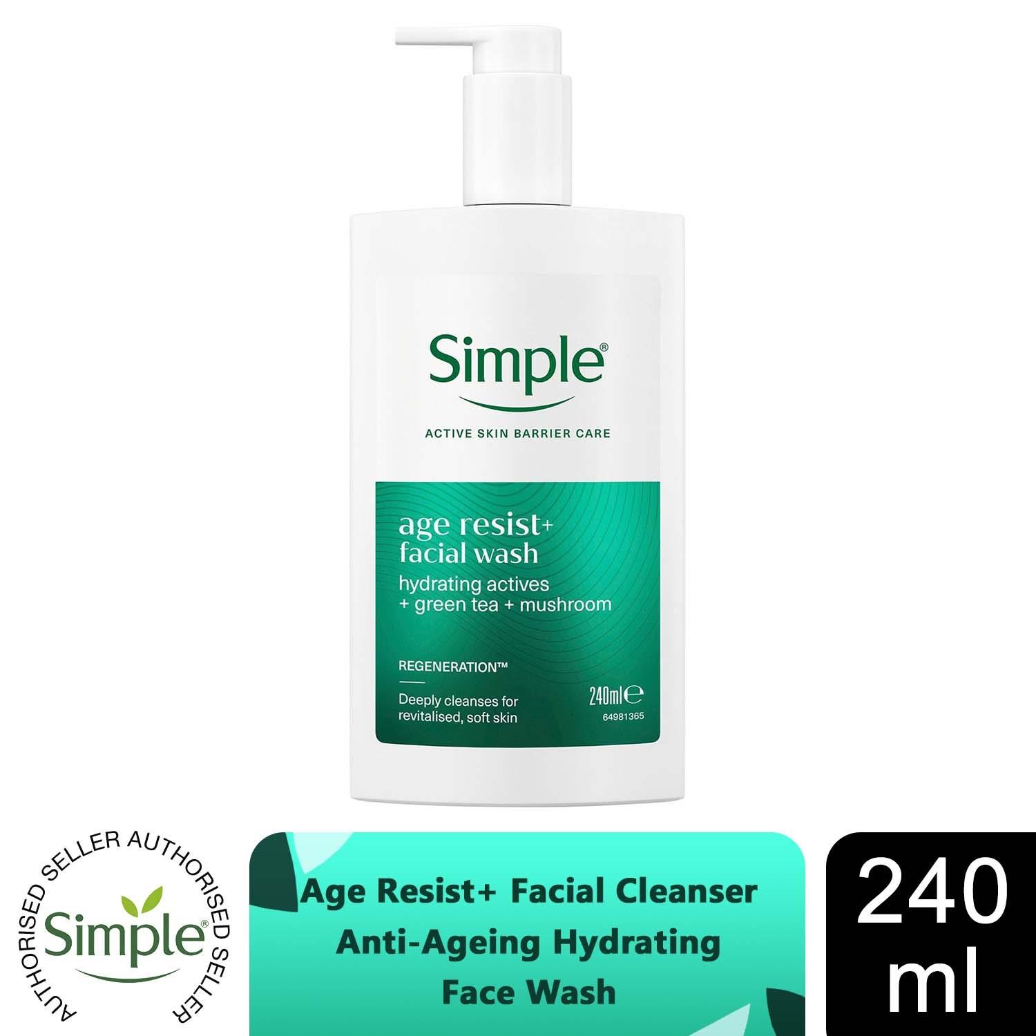 Simple Age Resist+ Facial Cleanser Anti-Ageing Hydrating Face Wash, 240Ml - White - Image 3