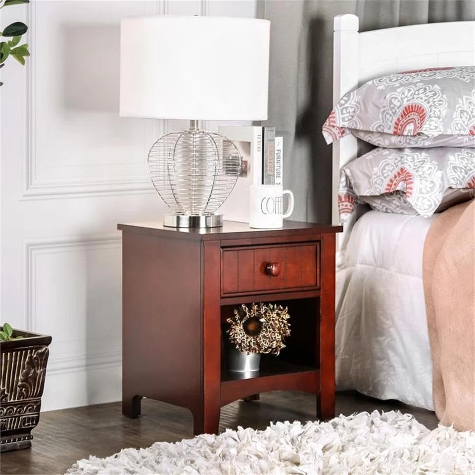 Furniture of America Max 1-Drawer Nightstand, Cherry - Изображение 2 из 4