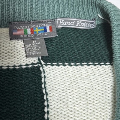 Vintage 90's Hand Knit Heart Checkerboard Hand Knit Chunky