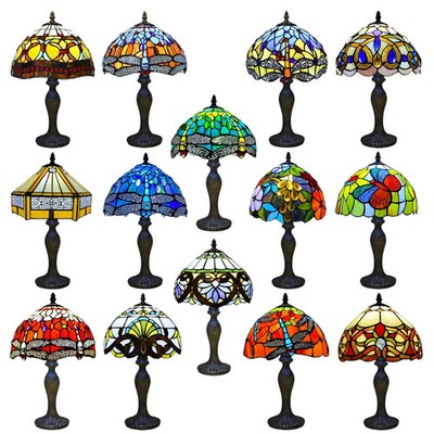 Tiffany Stil Tischlampe Buntglas Handarbeit Kunst Schreibtischlampe Nachttischlampen