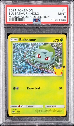 2021 POKEMON MCDONALD'S COLLECTION #1 BULBASAUR-HOLO PSA 9