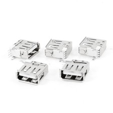 5 Pcs USB Type A Female Side Insert DIP 90 Degree 4-Pin Jack Socket