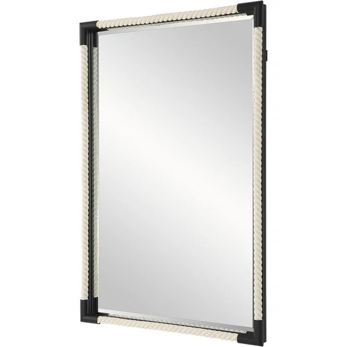 Uttermost 09942 Marina Wall Mirror White Cotton Rope and Matte Black - Picture 4 of 6