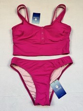 Cupshe Berry Blast Tankini Set Medium Top Small Bottom NWT Pink