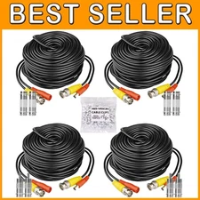 4 Pack 100ft Surveillance Camera Cables + Connectors