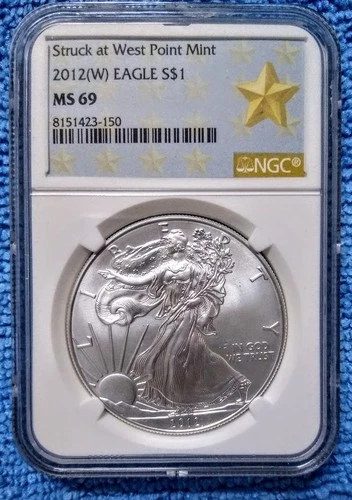 ✪✪  2012 W AMERICAN SILVER EAGLE - ✪ MS-69   ◢  TRUSTED ✪ 99.9% SILVER