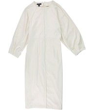 Alfani Womens Faux Suede Midi Fit & Flare Dress, Off-White, Medium