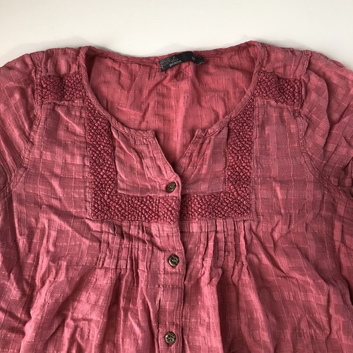 prAna: Women's Light Red Blouse Pleated Front Tag Size Medium - Picture 8 of 16