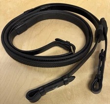 Rambo Micklem Leather Competition Reins with Rubber Grip BLACK -