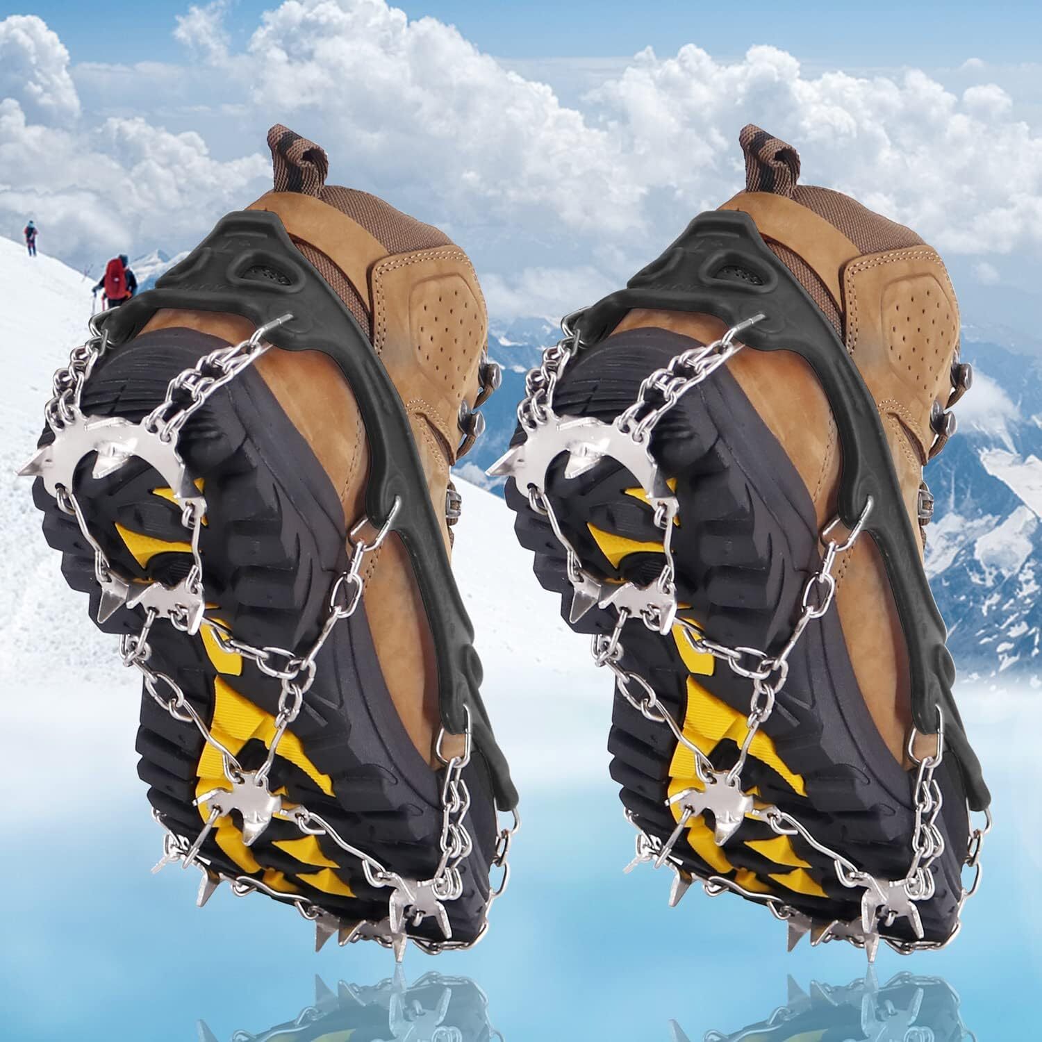 Ice Crampons 19 Spikes Ice Cleats Traction Snow Grips for Boots Shoes