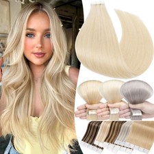 Tape in Human Hair Extensions 100 Russian Remy Hair Skin Weft Stick WHIT 40PCS