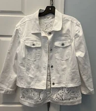 White Layered Lace Jacket Women's Size Medium ( Chest 42 In) # Grey Bin
