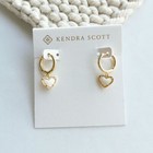 Authentic Kendra Scott Ari Heart Gold Ivory Pearl Huggie Earrings