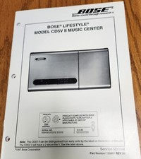 BOSE CD5V II Music Center Service Manual - Original