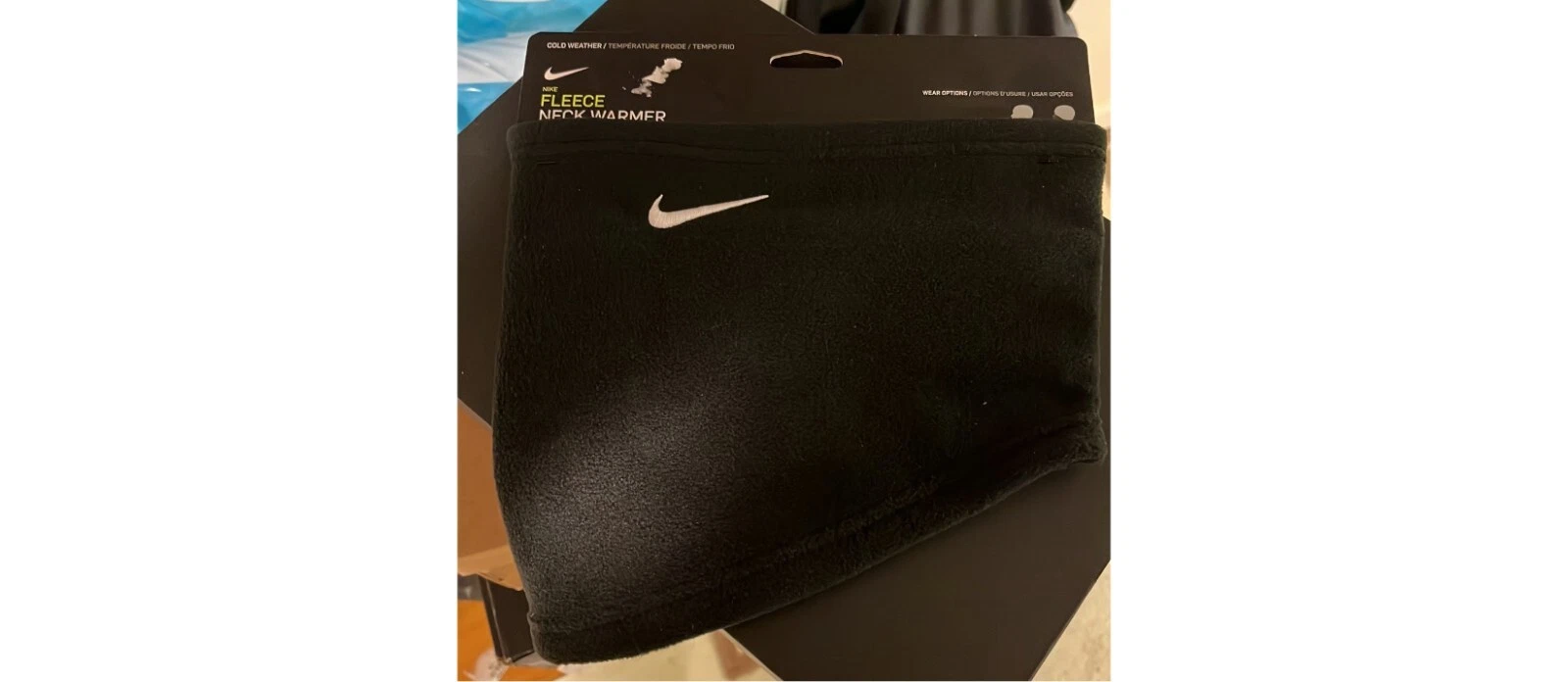NIKE Fleece Neck Warmer Black Running Face Mask Scarf Gaiter Soft Lightweight