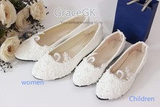 Wedding Bridal Flower Girl Shoes Ballet Flats Lace Wedding Baby Shoes