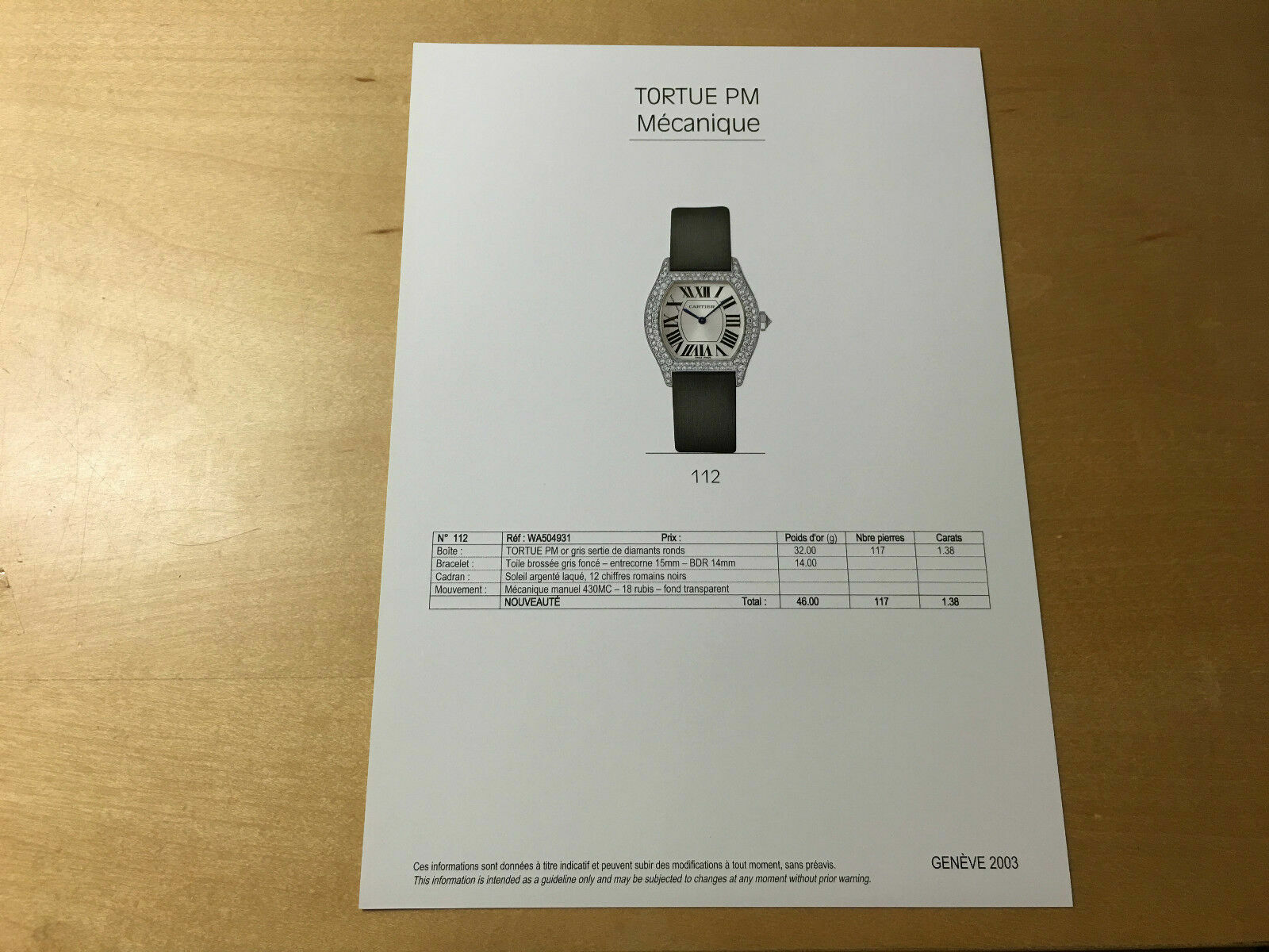 Pictures + Details Watch Tortue PM Mechanical of Cartier 2003 - Photos + Details