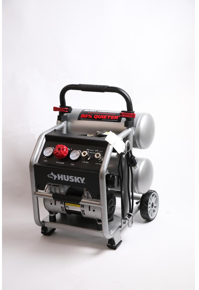 Air Compressor Electric-Powered Silent Portable 4.5 Gal. Double-Stack Tank Style