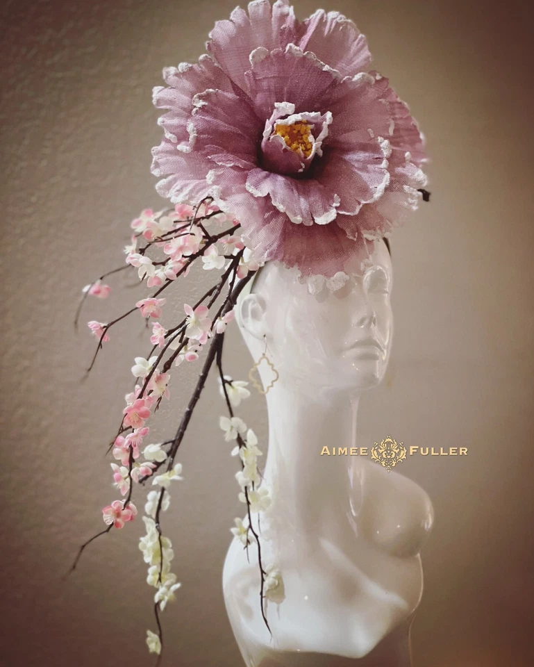 Sombrero Derby Fascinator Flor de Cerezo Rosa Blanco Suave Púrpura Lila Malva Lavanda Foto 2 de 4