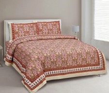 Multicolor Floral Queen Size Cotton 1 Double Bedsheet with 2 Pillow Covers