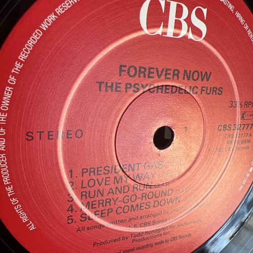 THE PSYCHEDELIC FURS FOREVER NOW VINYL LP CBS UK 1986 2ND PRESSING NEAR MINT - Picture 4 of 11