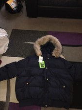 Golddigga Bubble Jacket Coat Womens Full Zip Hooded Navy Size 18 *ref185