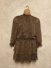 Express Dress. Multicolor Animal Print. Smocked Waist Tiered Ruffle. Size Small