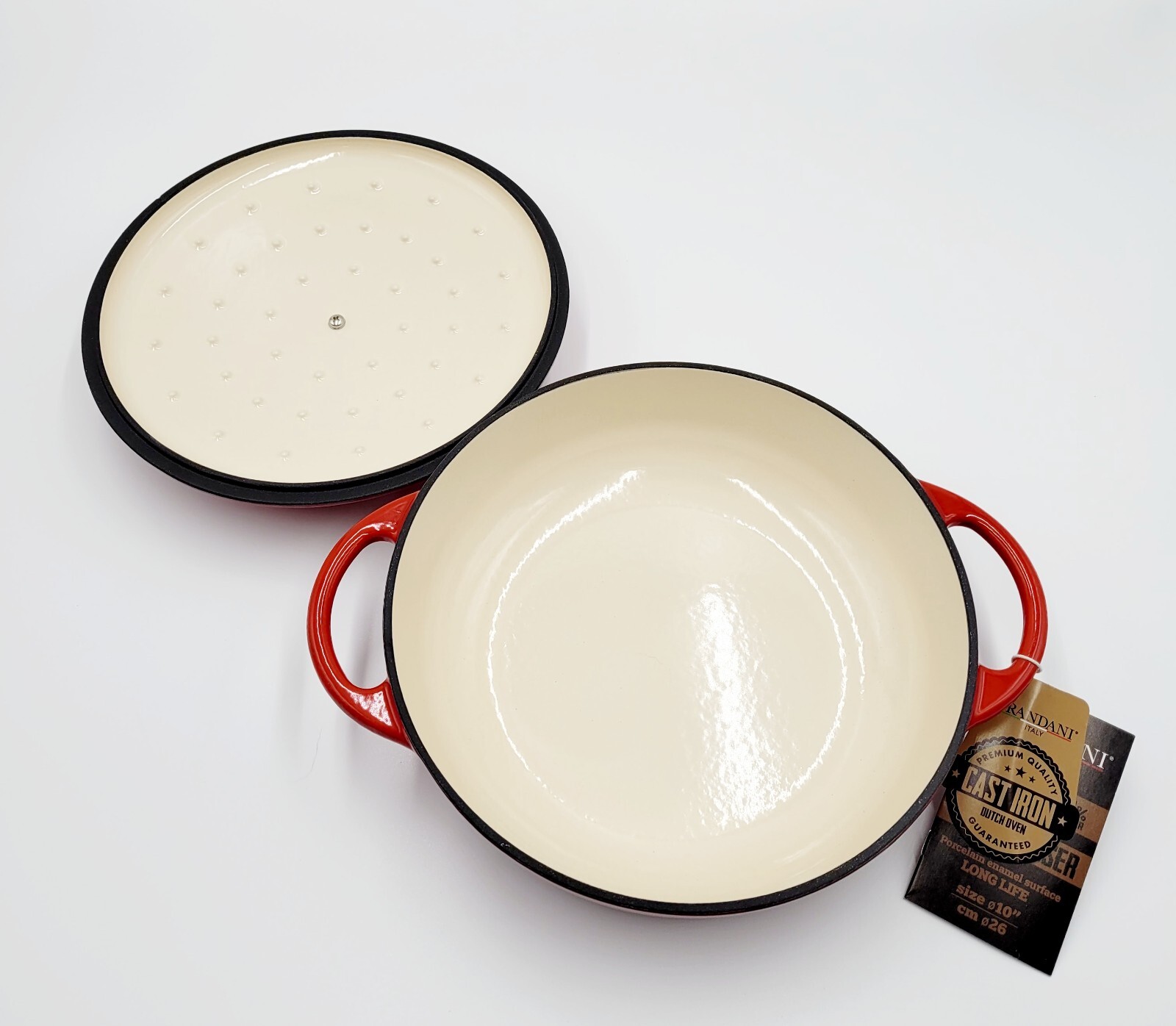 Brandani Light Weight Cast Iron Braiser 3qt Dutch Oven Pot Red NEW eBay